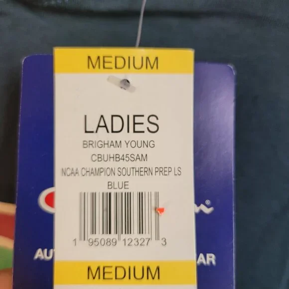 NWT Champion Tee Long Sleeve Crew Neck Brigham Young Cougers NCAA Ladies Size M - Picture 8 of 12